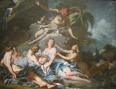Mercury Entrusting the Infant Bacchus to the Nymphs of Nysa von Francois Boucher als Kunstdruck auf Leinwand