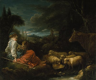 Pastoral von Francois Boucher als Kunstdruck auf Leinwand