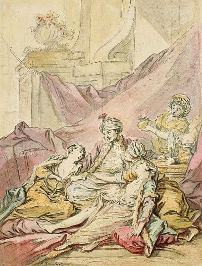 The pasha in his harem von Francois Boucher als Kunstdruck auf Leinwand