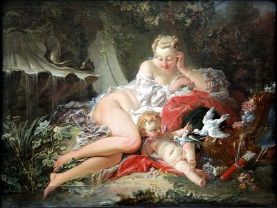 Venus and Amor von Francois Boucher als Kunstdruck auf Leinwand