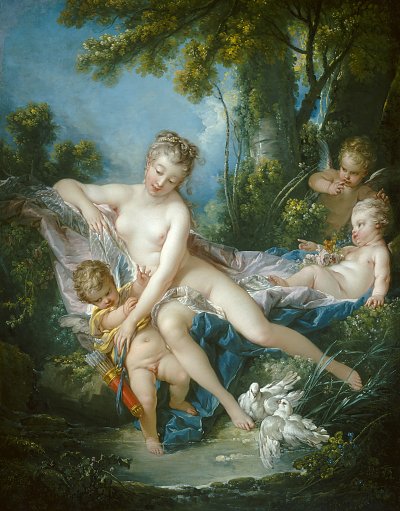 Venus troestet Amor von Francois Boucher als Kunstdruck auf Leinwand