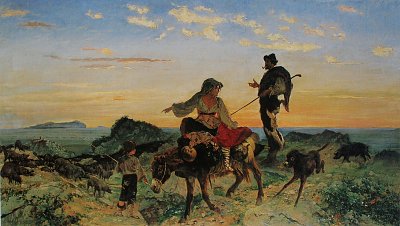 Der göttliche Schweinehirt von Frank Buchser als Kunstdruck auf Leinwand