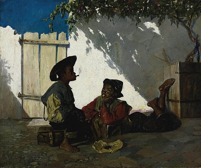 Dolce far niente von Frank Buchser als Kunstdruck auf Leinwand