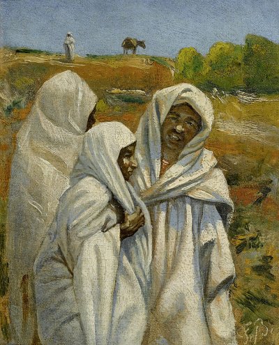 Drei junge Beduinen von Frank Buchser als Kunstdruck auf Leinwand