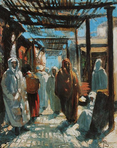 Gasse in Fes von Frank Buchser als Kunstdruck auf Leinwand