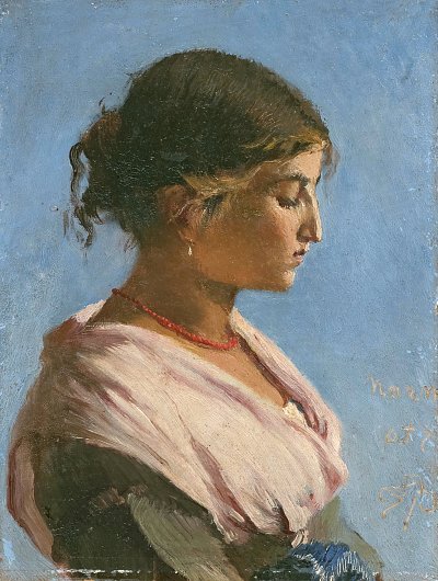 Mädchenbildnis von Frank Buchser als Kunstdruck auf Leinwand