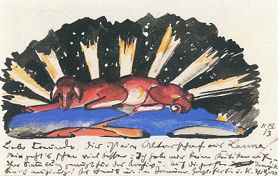 Altarschaf aus Lana Suedtirol von Franz Marc als Kunstdruck auf Leinwand