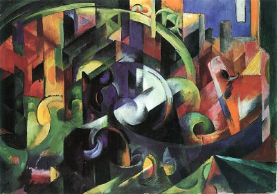 Bild mit Rindern von Franz Marc als Kunstdruck auf Leinwand