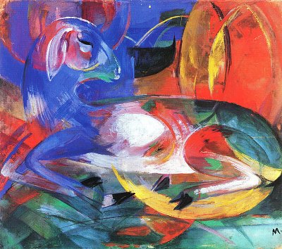Blaues Lamm von Franz Marc als Kunstdruck auf Leinwand