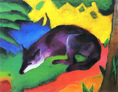 Blauschwarzer Fuchs von Franz Marc als Kunstdruck auf Leinwand