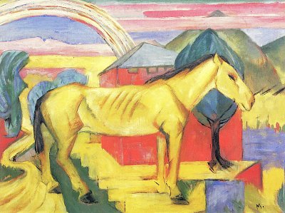 Das lange gelbe Pferd von Franz Marc als Kunstdruck auf Leinwand