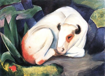 Der Stier von Franz Marc als Kunstdruck auf Leinwand