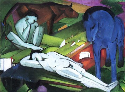 Die Hirten von Franz Marc als Kunstdruck auf Leinwand