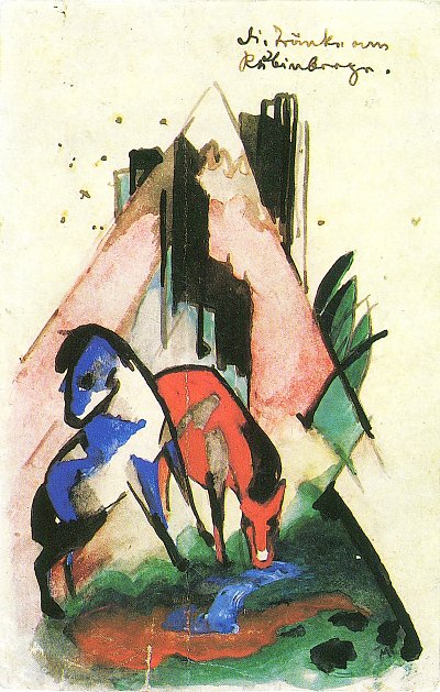Die Traenke am Rubinberge von Franz Marc als Kunstdruck auf Leinwand