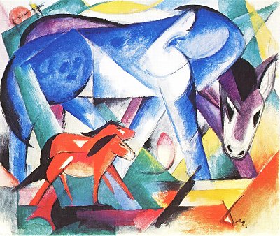 Die ersten Tiere von Franz Marc als Kunstdruck auf Leinwand