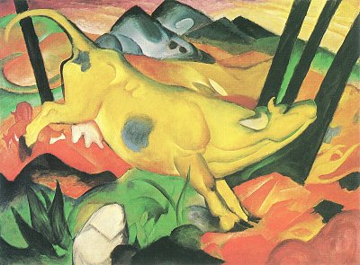 Die gelbe Kuh von Franz Marc als Kunstdruck auf Leinwand