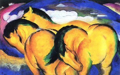 Die kleinen gelben Pferde von Franz Marc als Kunstdruck auf Leinwand