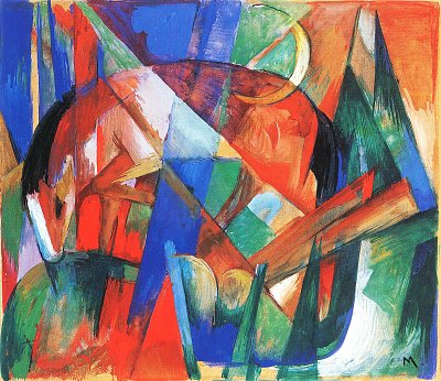 Fabeltier Pferd von Franz Marc als Kunstdruck auf Leinwand