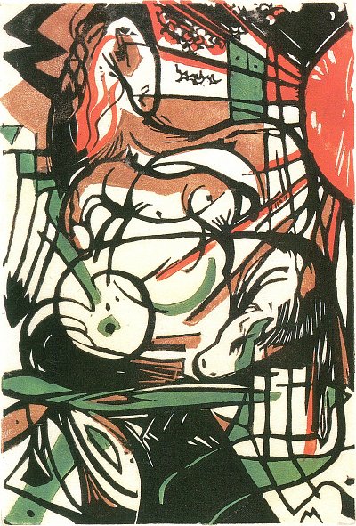 Geburt der Pferde von Franz Marc als Kunstdruck auf Leinwand
