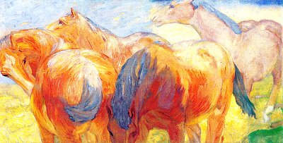 Grosses Pferdebild Lenggries von Franz Marc als Kunstdruck auf Leinwand