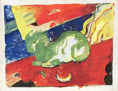 Gruenes Fabeltier von Franz Marc als Kunstdruck auf Leinwand
