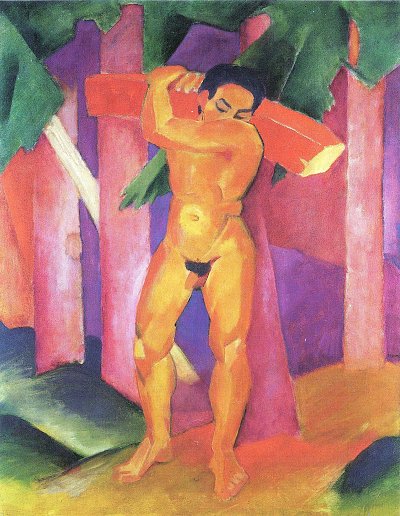 Holztraeger von Franz Marc als Kunstdruck auf Leinwand