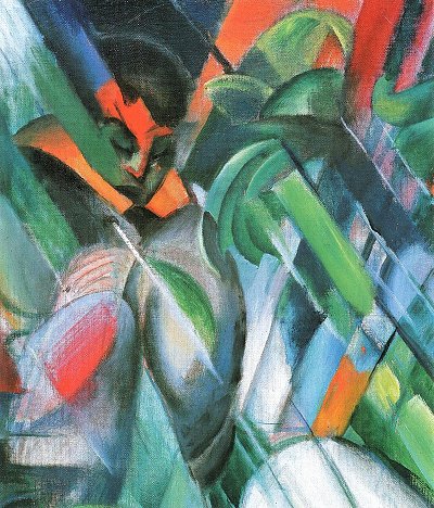 Im Regen Detail von Franz Marc als Kunstdruck auf Leinwand