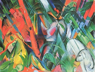 Im Regen von Franz Marc als Kunstdruck auf Leinwand