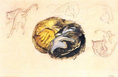 Katzen von Franz Marc als Kunstdruck auf Leinwand