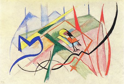 Kleines Fabelwesen von Franz Marc als Kunstdruck auf Leinwand