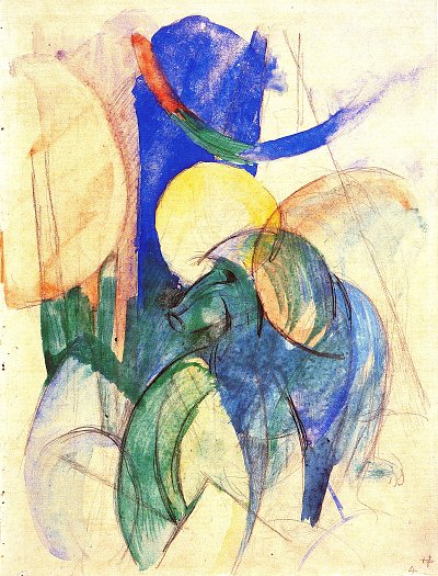 Mandrill von Franz Marc als Kunstdruck auf Leinwand