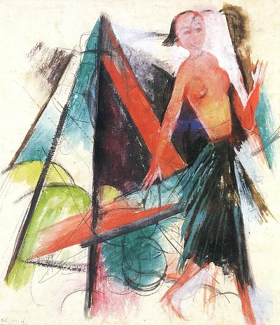 Miranda Figurine fuer Shakespears Sturm von Franz Marc als Kunstdruck auf Leinwand