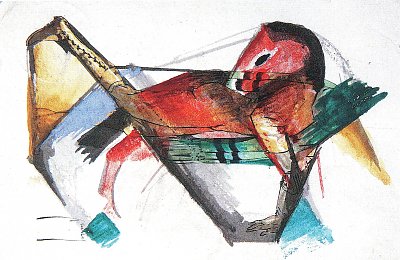 Pferdcchen in Kaltrosa von Franz Marc als Kunstdruck auf Leinwand