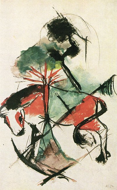 Roter Stier von Franz Marc als Kunstdruck auf Leinwand