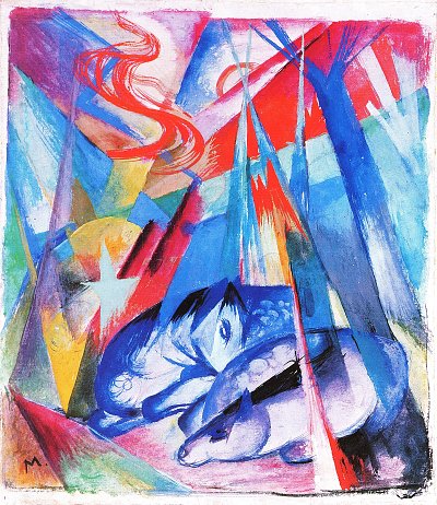 Schlafende Tiere von Franz Marc als Kunstdruck auf Leinwand