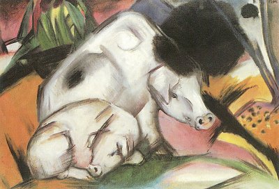 Schweine von Franz Marc als Kunstdruck auf Leinwand