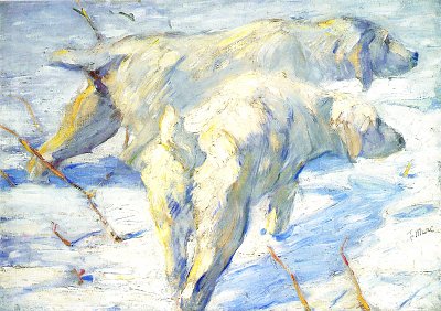 Sibirische Schaeferhunde von Franz Marc als Kunstdruck auf Leinwand
