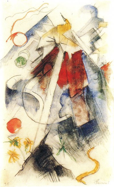 Skizze von der Brennerstrasse von Franz Marc als Kunstdruck auf Leinwand