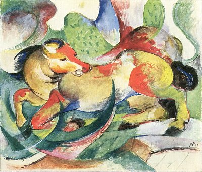 Springendes Pferd 2 von Franz Marc als Kunstdruck auf Leinwand