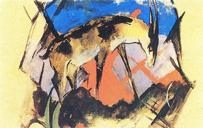 Steinbock von Franz Marc als Kunstdruck auf Leinwand