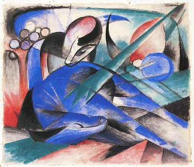 Traeumendes Pferd von Franz Marc als Kunstdruck auf Leinwand