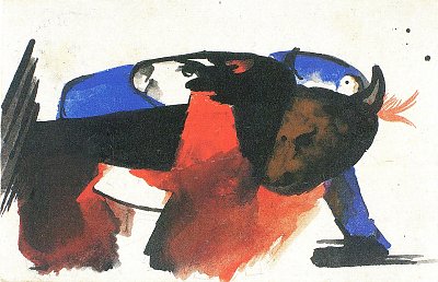 Zwei Tiere von Franz Marc als Kunstdruck auf Leinwand