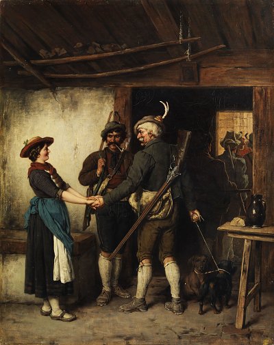 Abschied der Jäger von Franz Defregger als Kunstdruck auf Leinwand