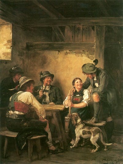 Auf der Alm von Franz Defregger als Kunstdruck auf Leinwand