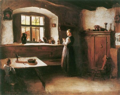 Bauernstube von Franz Defregger als Kunstdruck auf Leinwand