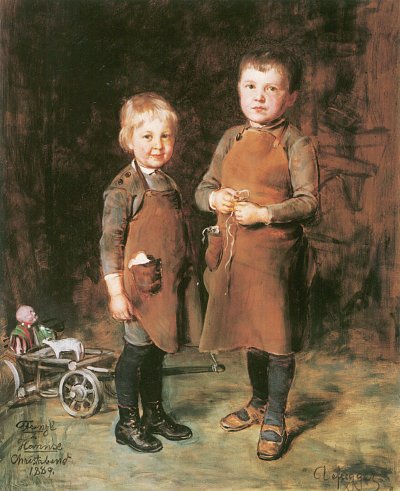 Die Lederschürzen von Franz Defregger als Kunstdruck auf Leinwand