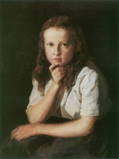 Frau des Malers Anna als 12jähriges Mädchen von Franz Defregger als Kunstdruck auf Leinwand