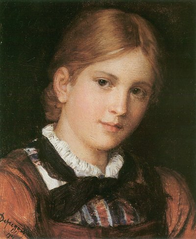 Mädchenportrait von Franz-Defregger als Kunstdruck auf Leinwand