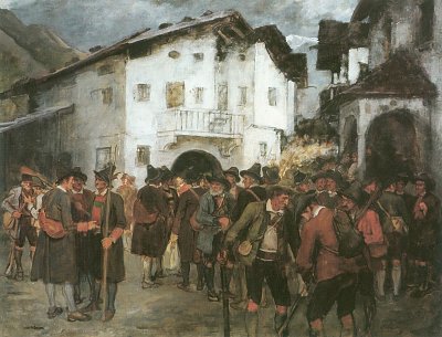Treffen zum Aufstand von Franz Defregger als Kunstdruck auf Leinwand