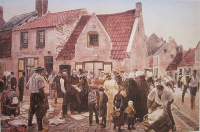 Der Fischmarkt in Blankenberge von Franz Skarbina als Kunstdruck auf Leinwand